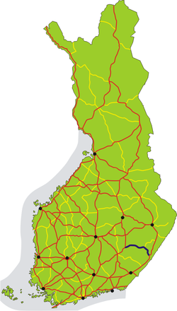 Valtatie 14 on merkitty karttaan sinisellä.