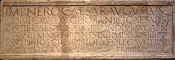 P. Sulpicius Scribonius Rufus, a 15. légió propraetorának felirata