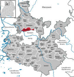 Elhelyezkedése Baden-Württemberg térképén