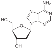 Structuurformule van desoxyadenosine