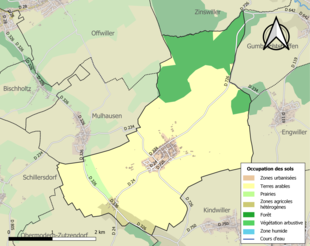 Carte en couleurs présentant l'occupation des sols.