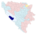 Collocatio finium municipii in Bosnia et in Foederatione Bosniae et Herzegovinae.