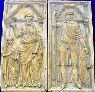 Stilicho (rechts) und Serena mit dem gemeinsamen Sohn Eucherius