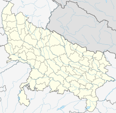 Mapa konturowa Uttar Pradesh, na dole po prawej znajduje się punkt z opisem „Chunar”