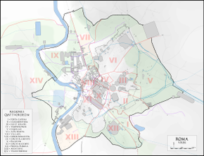 Carte de la Rome antique montrant la localisation de Portique des Dieux Conseillers.