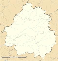 Mapa konturowa Dordogne, u góry nieco na lewo znajduje się punkt z opisem „Hautefaye”