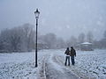 Cutts Close park - utsyn sørvest mot den opprinnelig bygningen for Oakham School