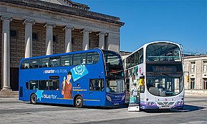 Bluestar and First Buses outside Southampton Guildhall