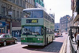 Leyland Olympian ECW with Wear Express branding in Newcastle