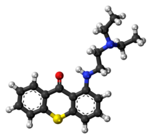 Ball-and-stick model of the lucanthone molecule