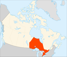 Kort af Ontario