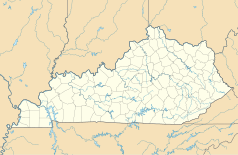 Mapa konturowa Kentucky, na dole po lewej znajduje się punkt z opisem „Blandville”