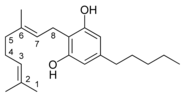 Hemijska struktura CBG-tipa kanabinoida.