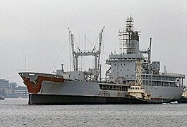 A268 Green Rover under tow in Southampton Water