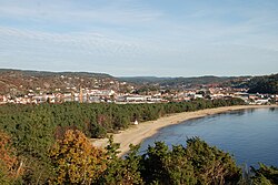 View of Sjøsanden, a beach in Mandal