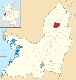 Location of the municipality and town of Roldanillo in the Valle del Cauca Department of Colombia.