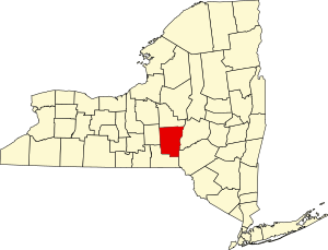 Map of New York highlighting Chenango County