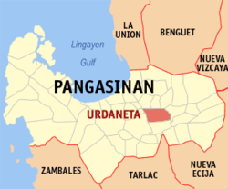 Mapa ning Pangasinan ampong Urdaneta ilage