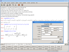 نمایی از نرم‌افزار مکسیما با رویهٔ wxMaxima