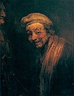 "Potret diri" sebagai Zeuxis, c. 1662. Satu daripada dua potret diri di mana Rembrandt menghadap ke kiri.[7]