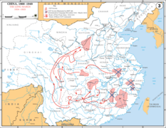 Route(s) taken by Communist forces during the Long March