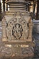 Pillar pedestal relief in the open hall in Kalleshvara temple at Bagali