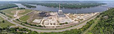 Former Genoa coal power plant and dry cask storage, July 2023. The La Crosse BWR is not in these photos since it was demolished in 2019.