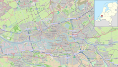 Mapa konturowa Rotterdamu, blisko centrum na lewo znajduje się punkt z opisem „Parkweg”