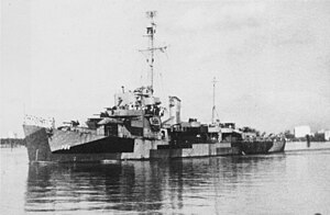 USS Varian (DE-798), while operating out of Miami, Florida, summer 1945.