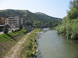 Řeka Ibar protékající městem Raška