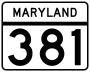 Maryland Route 381 marker