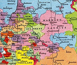 Tanah-tanah Wettin di Meißen, Lausitz dan Osterland (Landsberg) pada sekitar tahun 1260