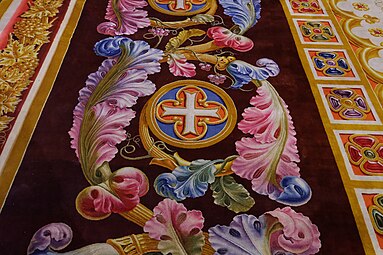 Gothic Revival rinceau on the choir carpet of Notre-Dame de Paris, by the Gobelins Manufactory, 1825-1833, textile, Notre-Dame de Paris[14]