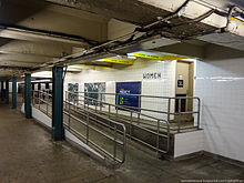 Ramp leading to an accessible restroom at the Church Avenue station on the IND Culver Line