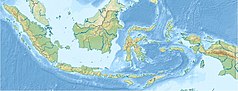 Mapa konturowa Indonezji, na dole nieco na lewo znajduje się punkt z opisem „Jawa”
