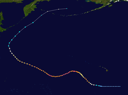 Parcours de l’ouragan Ioke.