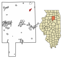 Location of Sheridan in LaSalle County, Illinois.