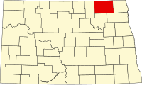 Map of North Dakota highlighting Cavalier County