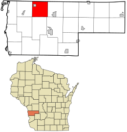 Location in Vernon County and the state of Wisconsin.