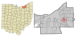 Location in Cuyahoga County and the state of Ohio