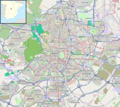 Mapa konturowa miasta Madrytu, na dole po prawej znajduje się punkt z opisem „Valdecarros”