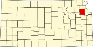 Map of Kansas highlighting Jefferson County