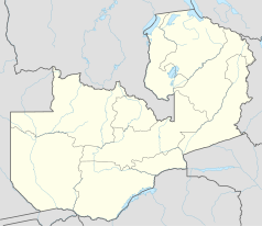 Mapa konturowa Zambii, po lewej nieco na dole znajduje się punkt z opisem „Lukulu”