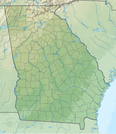 Mapa konturowa Georgii, na dole po prawej znajduje się punkt z opisem „Cumberland Island, Cumberland”