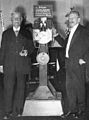 Image 2Max Skladanowsky (right) in 1934 with his brother Eugen and the Bioscop (from History of film technology)