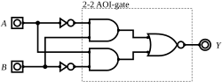 XNOR implementation using a 2-2-AOI gate with normal and inverted inputs