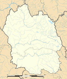 Mapa konturowa Lozère, na dole nieco na prawo znajduje się punkt z opisem „Barre-des-Cévennes”