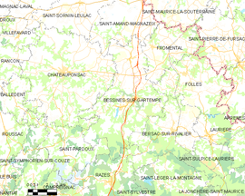 Mapa obce Bessines-sur-Gartempe