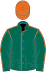 Dark green, orange seams, orange cap