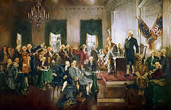 Die Unterzeichnung der Amerikanischen Verfassung (Scene at the Signing of the Constitution of the United States, Gemälde von Howard Chandler Christy (1940))